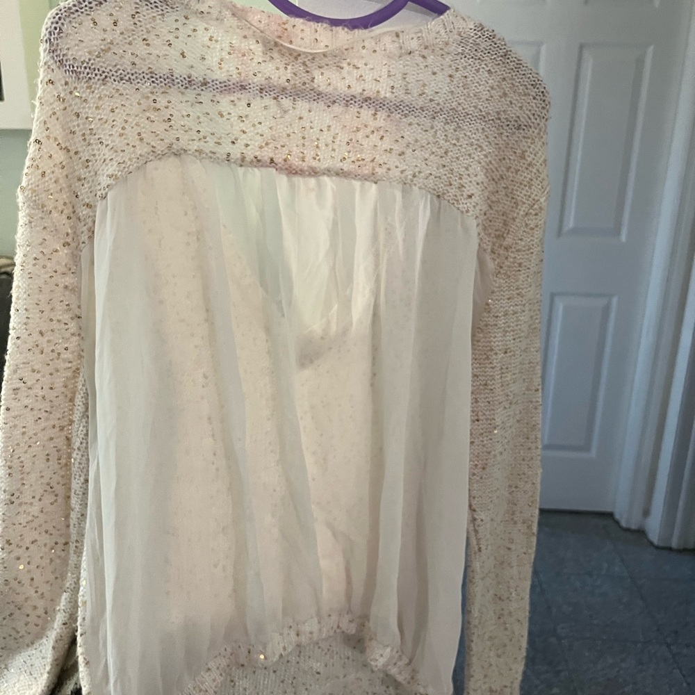 Decree sweater with sheer back. A gift didn’t wear it